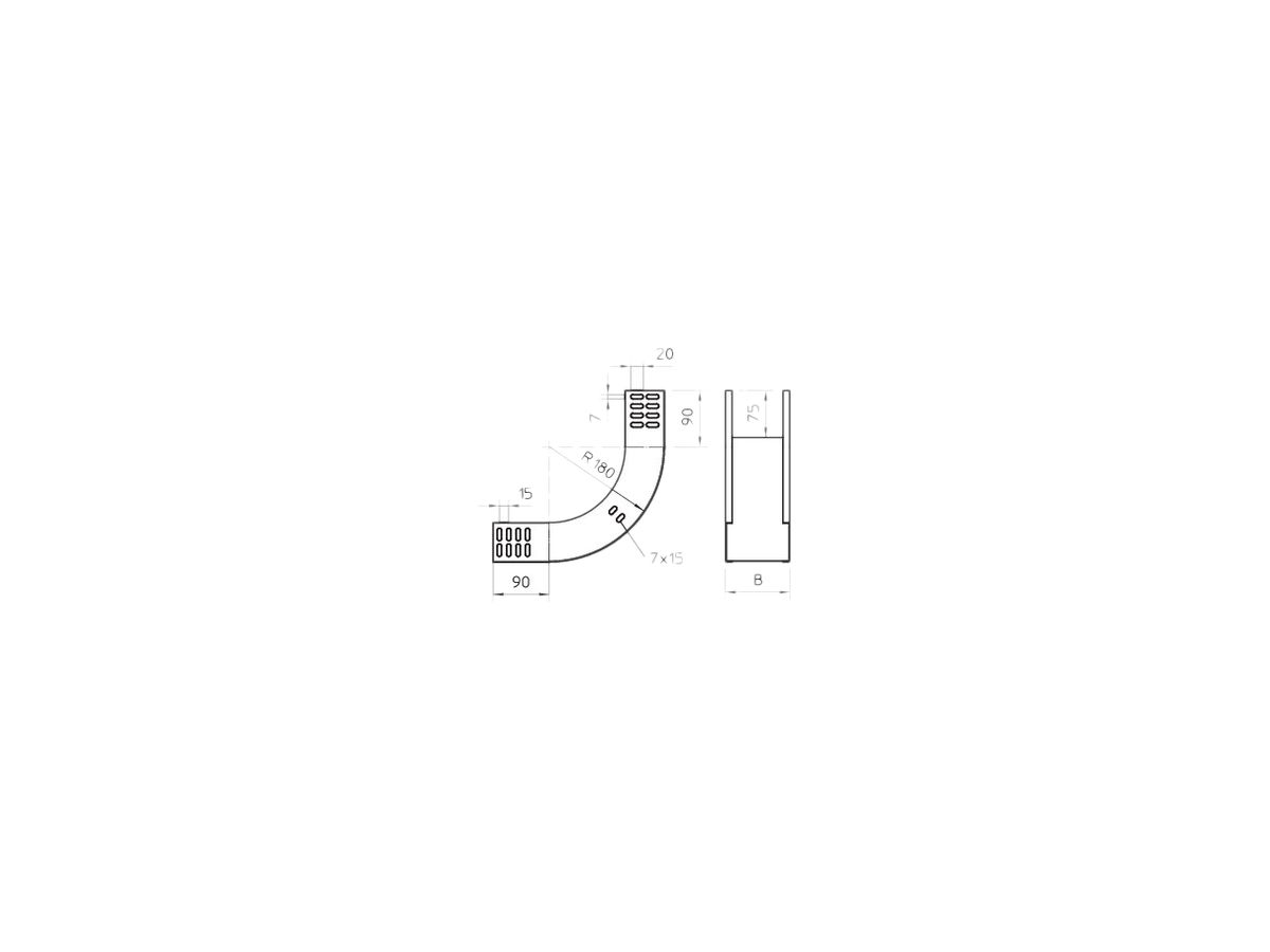 Innenbogen Bettermann vertikal 90° 60×200mm tauchfeuerverzinkt