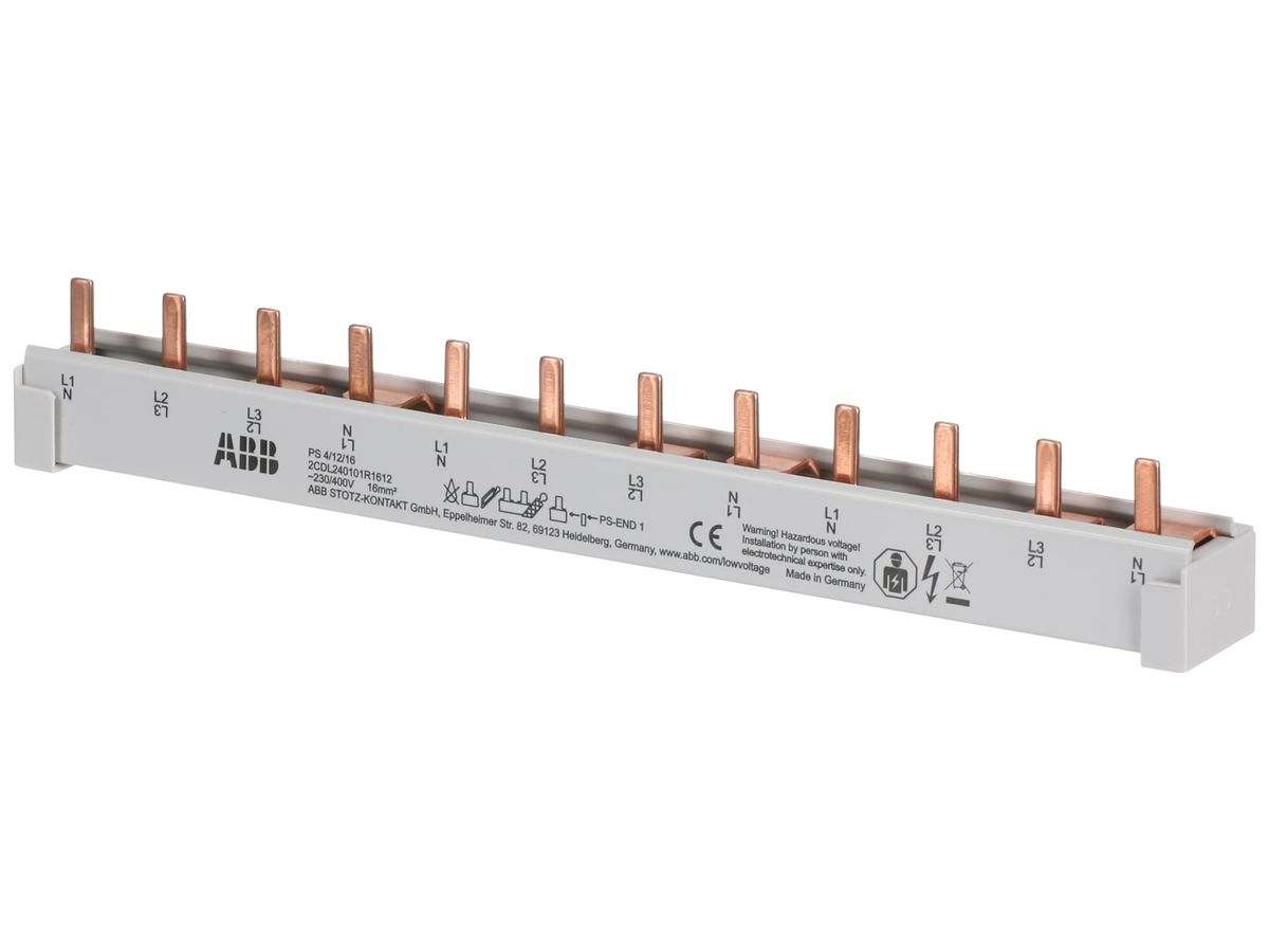 Kammschiene ABB 16mm² für 4 FI/LS L1, L2, L3, N