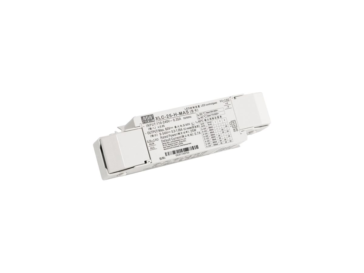 LED-Betriebsgerät MEAN WELL XLC 2.7…25W 9…54V 300…1050mA DIM 147×40×32mm