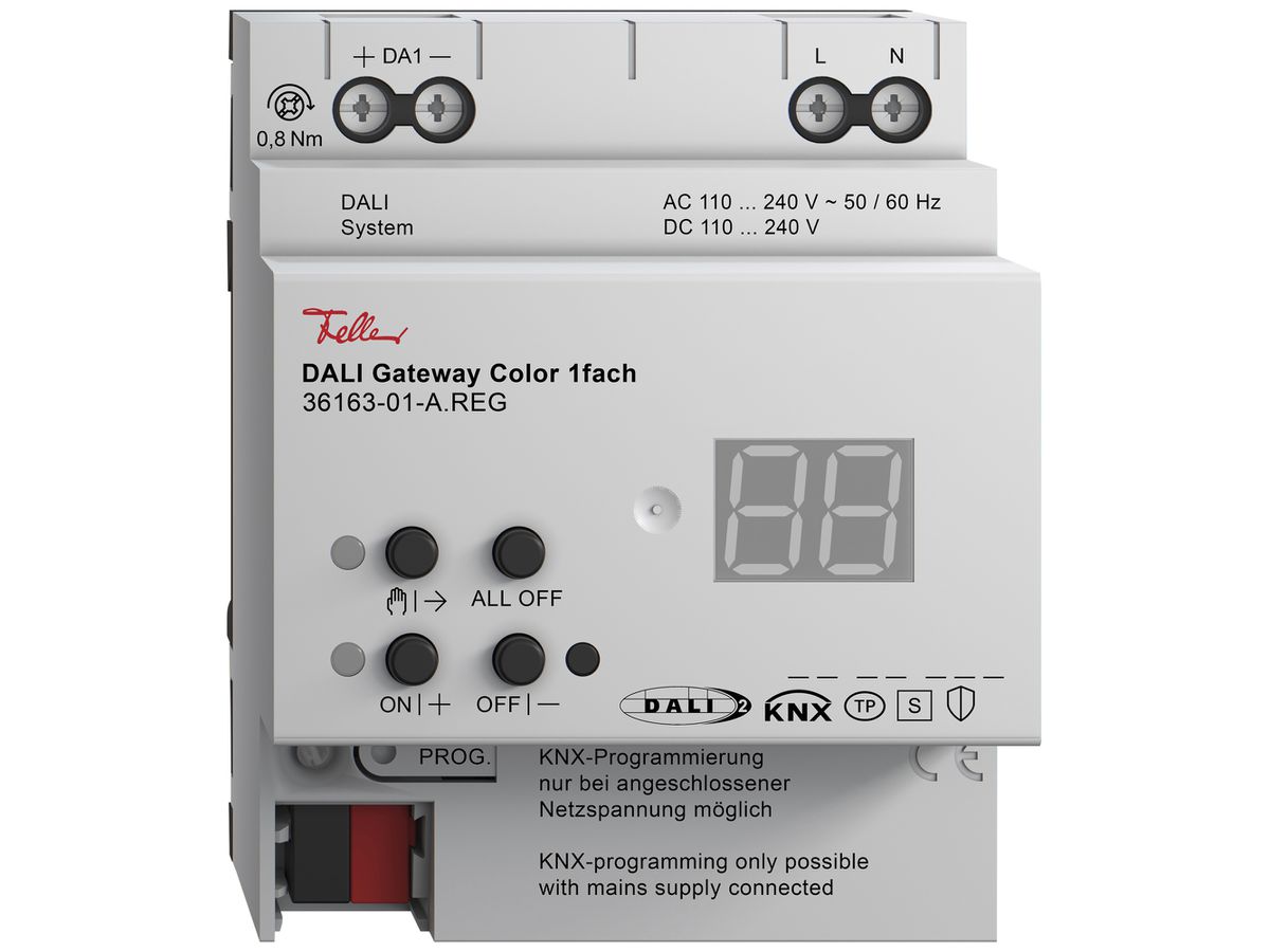 DALI-Gateway Feller KNX Data Secure Schnittstelle Ethernet 4TE 1 Kanal IP20