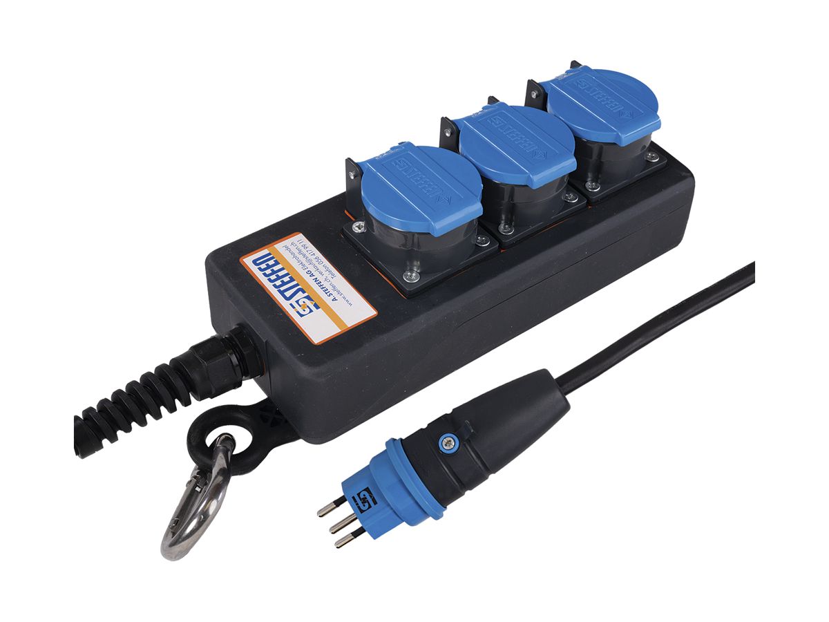 Steckdosenleiste Steffen PROFESSIONAL 3×T13 3m schwarz