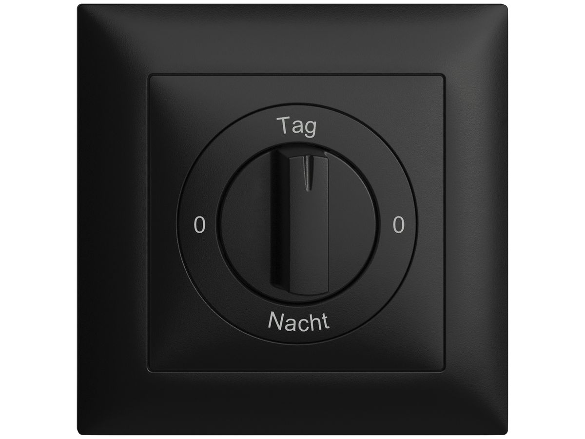 Frontset 0-Tag-0-Nacht EDIZIOdue schwarz 88×88mm für Drehschalter