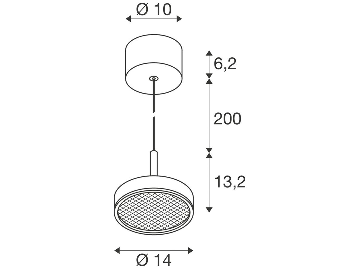 LED-Pendelleuchte SLV GRIP FLAT PD 16W 400lm 2700…3000K DIM Ø140mm schwarz