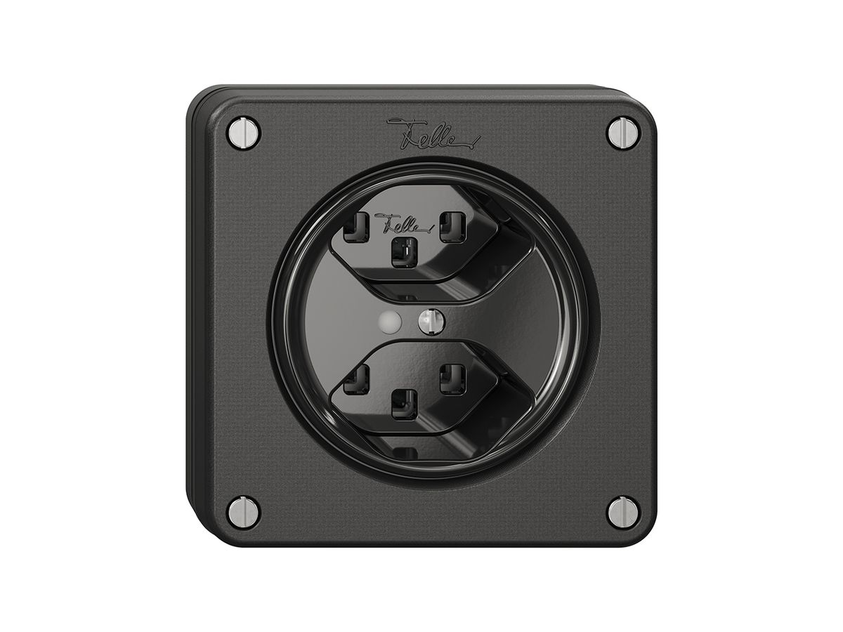 NUPU-Steckdose NEVO, 2×T23, m.LED, schwarz