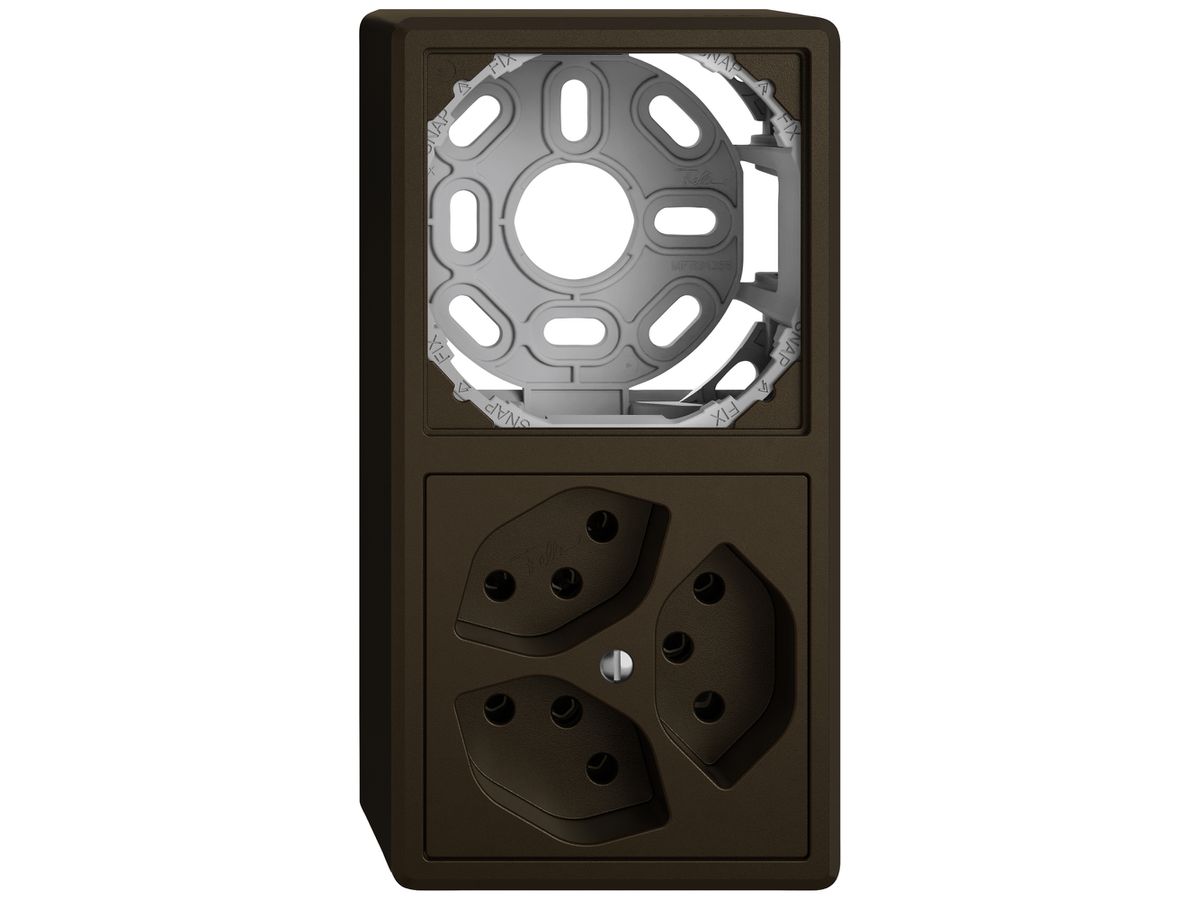 AP-Kombination EDIZIO.liv SNAPFIX® 2×1 140×74mm leer+3×T13 braun
