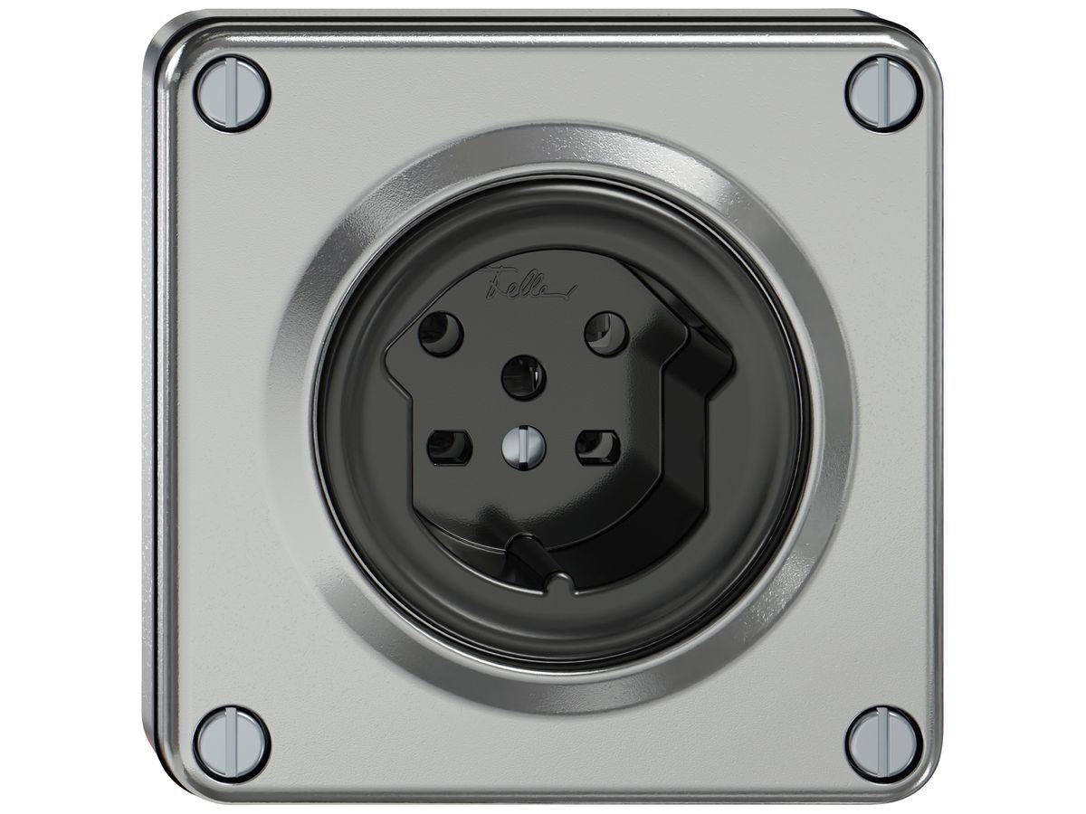 UP-Steckdose ELEMENT SNAPFIX® 1×Typ 15 10A 440V IP20 alu