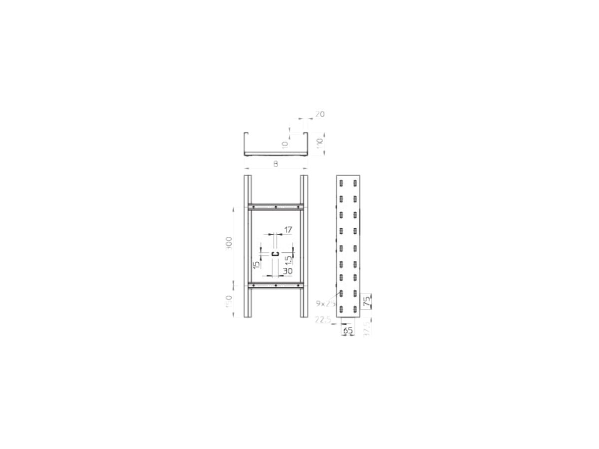 Kabelpritsche Bettermann WKLG 110×200×6000mm gelocht bandverzinkt