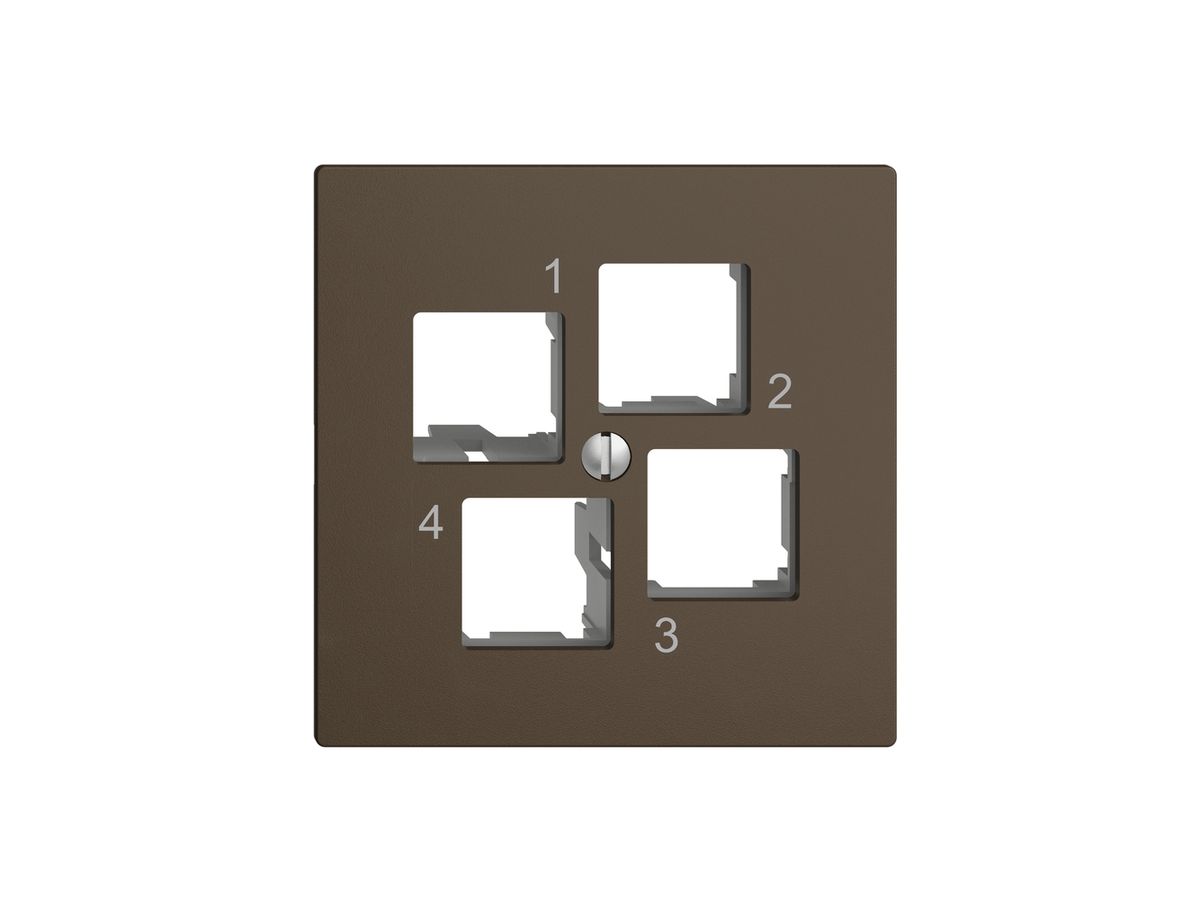 Montageset EDIZIOdue EASYNET S-One, für 4×RJ45, geradeauslass, coffee