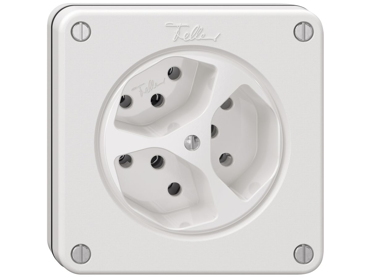 UP-Steckdose NEVO SNAPFIX® 3×T13 10A 250V 87×87×32mm IP21 ws