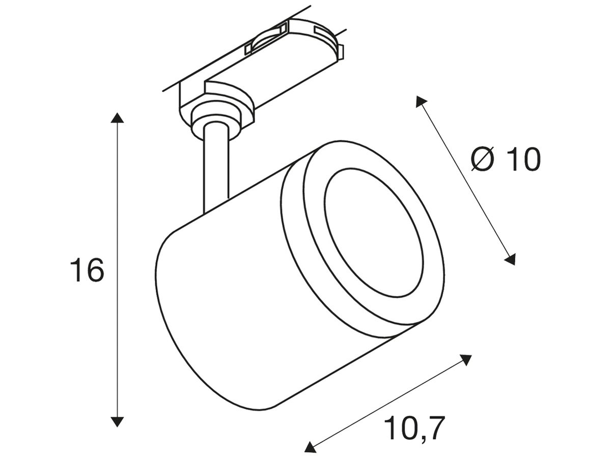 LED-Strahler SLV Enola_C, 9W 850lm 3000K 55° mit 3-Phasen-Adapter IP20 schwarz