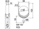 Schnellverleger BET 2056 H-Fuss Metall 76…82mm 1×Kabel Stahl tfZn