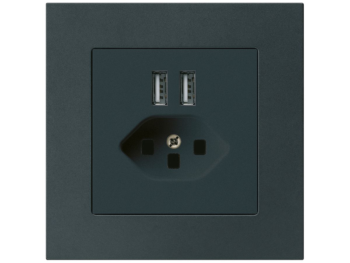 UP-Steckdose 2×USB & T23 kallysto.pro 2400mA schwarz