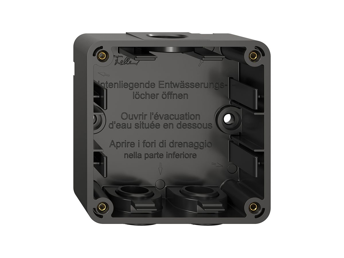 NAP-Gehäuseunterteil NEVO, 1×1, mit Dichtung, H=35mm, 3×M20, 87×87mm, schwarz