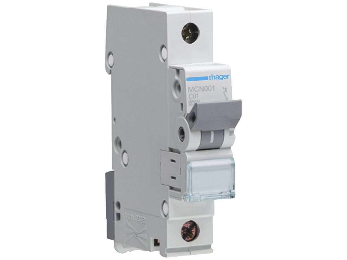 Leitungsschutzschalter Hager MCB 1P 230V Typ C 1A Icn 6kA 1TE