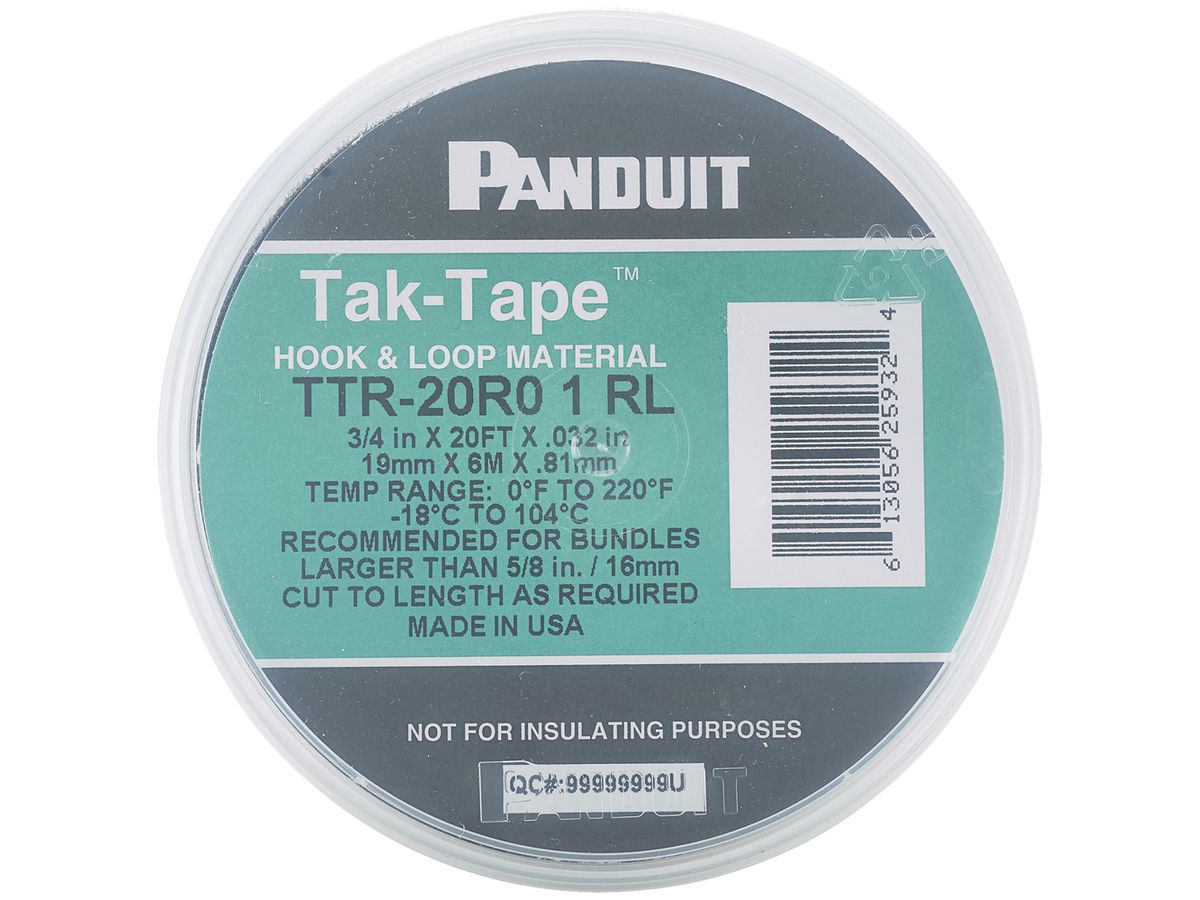Klettband Panduit TTR-20R0 19mm×6.1m schwarz