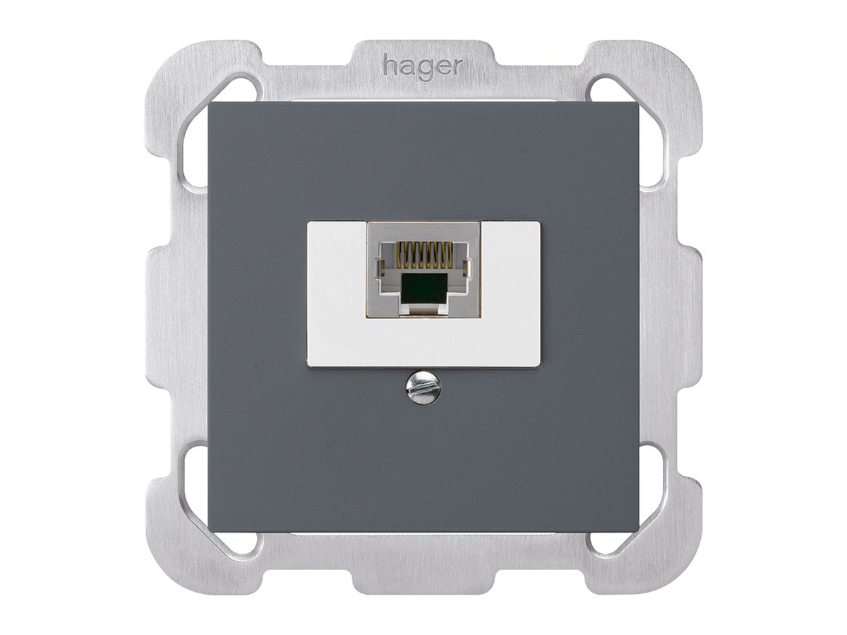 UP-Dose kallysto 1×RJ45s anthrazit mit Befestigungsplatte