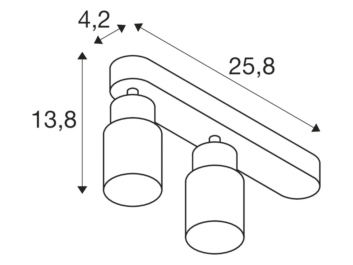 Spot SLV PURI 2.0 Tube CW GU10 2×6W DIM 258×42×138mm schwarz/gold