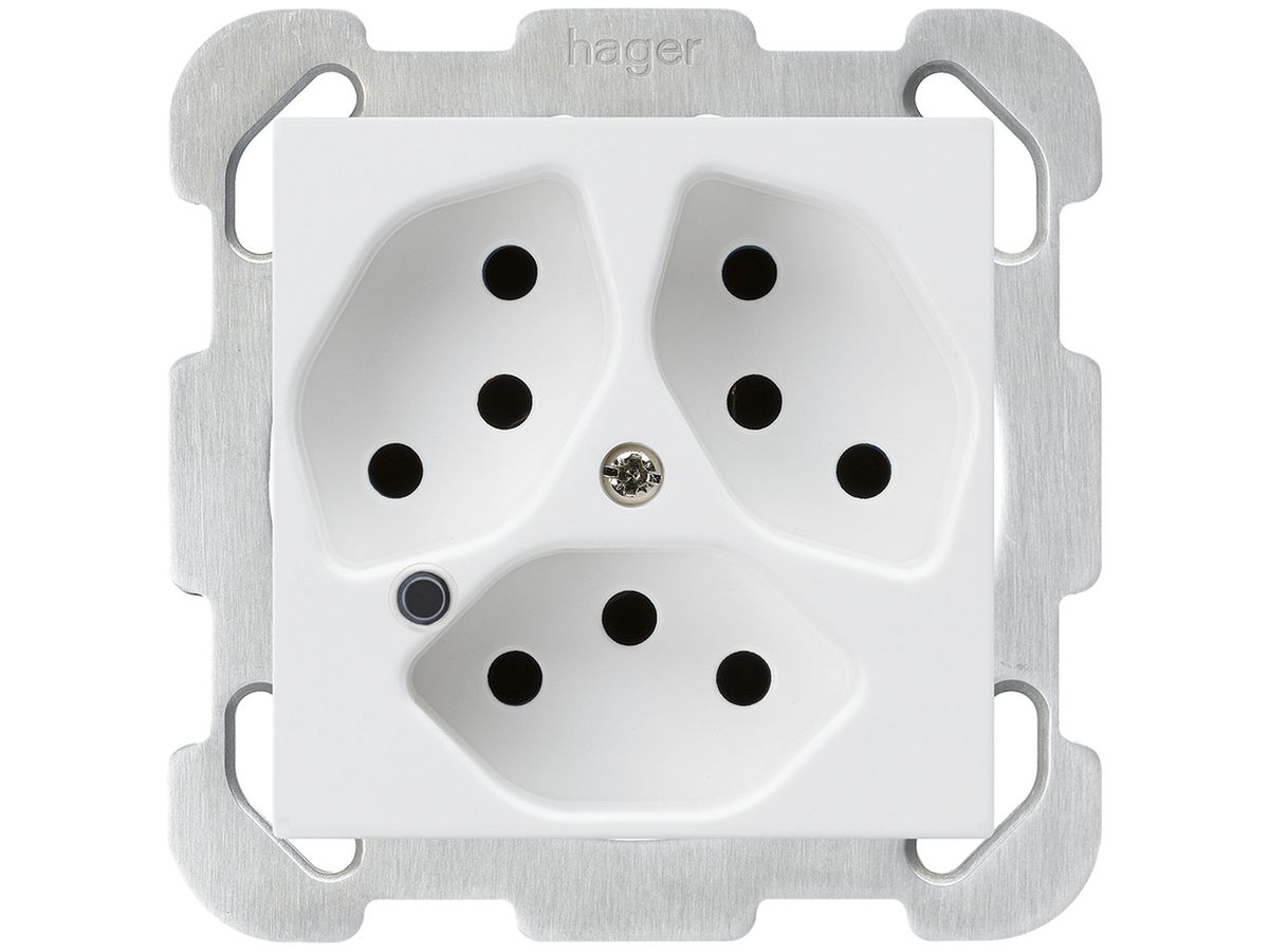 UP-Steckdose Hager kallysto 3×T13 beleuchtet B ultraweiss