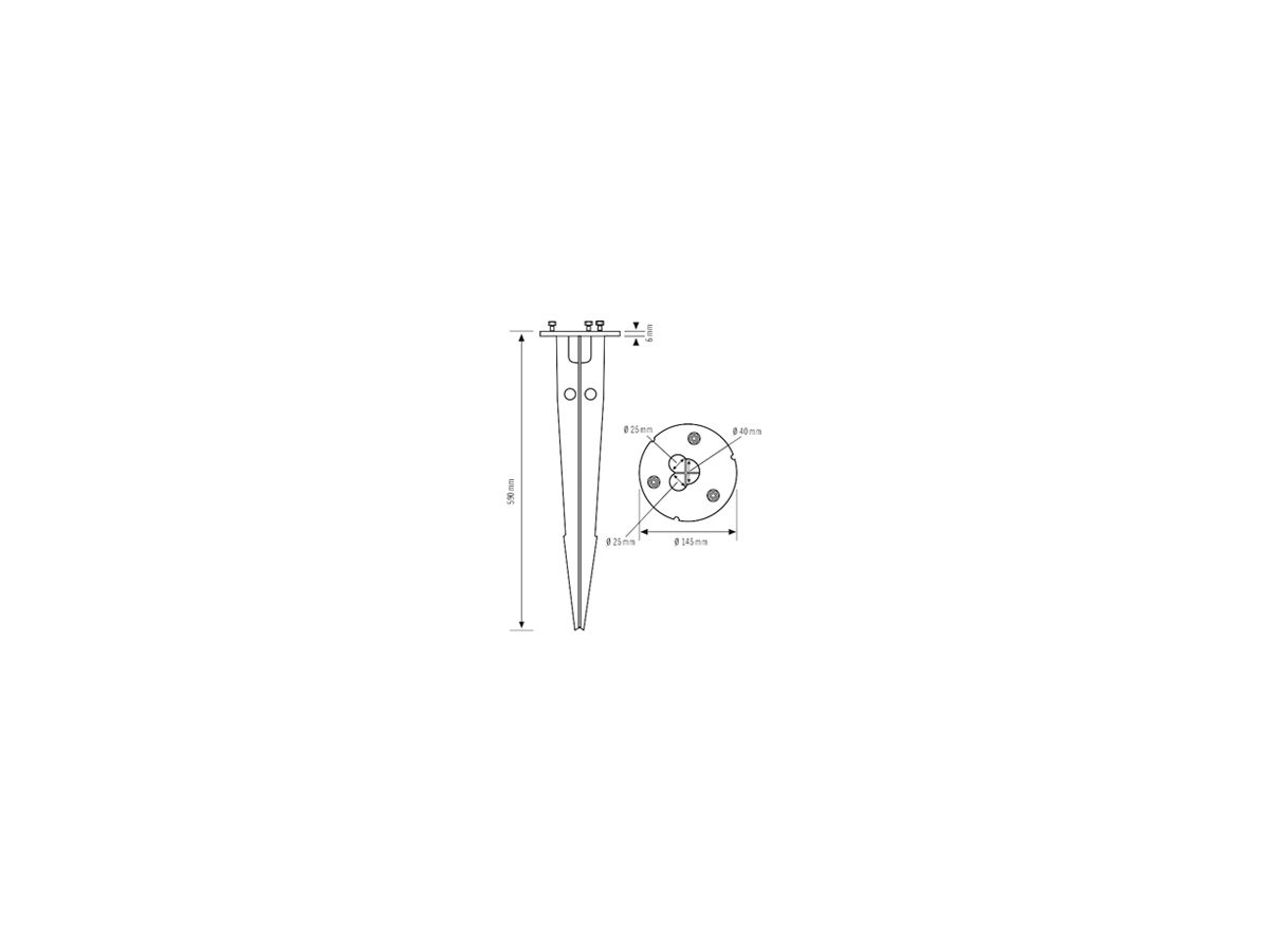 Bodenanker ESYLUX für Pollerleuchte ALVA GROUND SPIKE Ø170mm