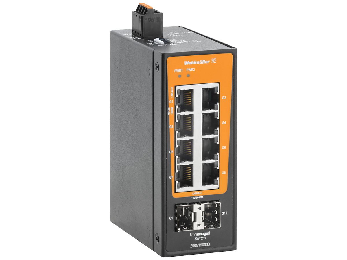 Switch Weidmüller IE-SW-BLB-10-8GT-2GESFP 8×RJ45 GbE+2×SFP GbE unmanaged