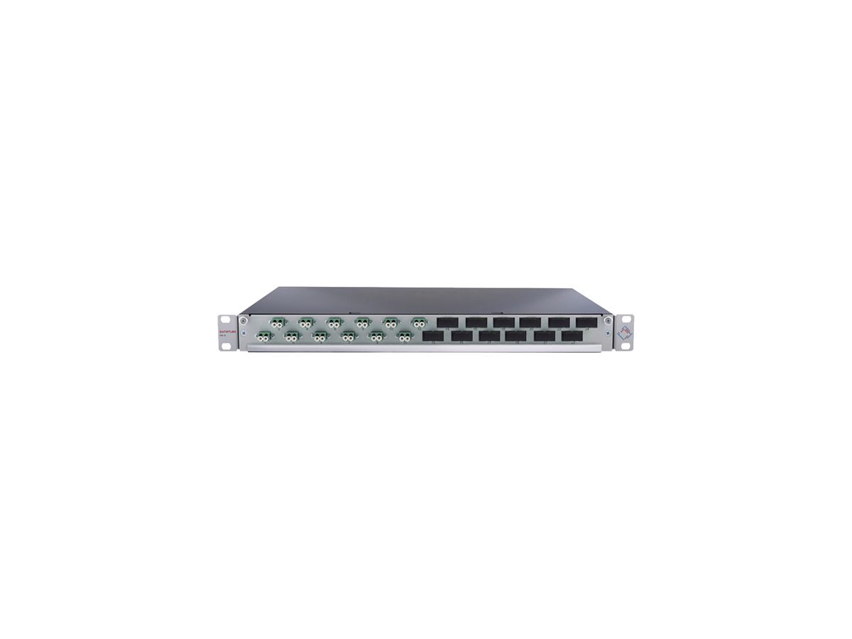 Breakoutbox 19" Dätwyler OV-SO 12×LCD/PC grün OS2 versetzt 1HE grau