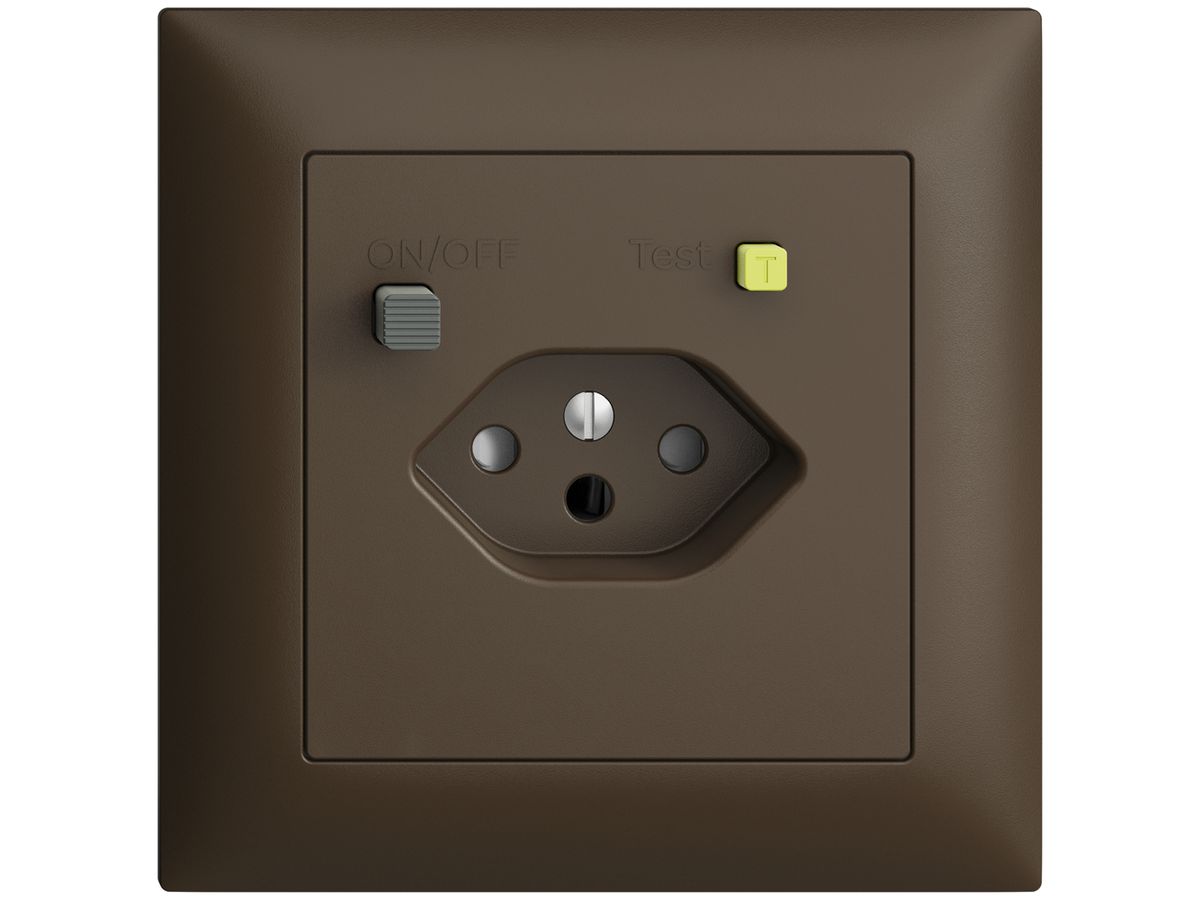 UP-Steckdose EDIZIOdue T13 FI 30mA FMI, shutter, coffee
