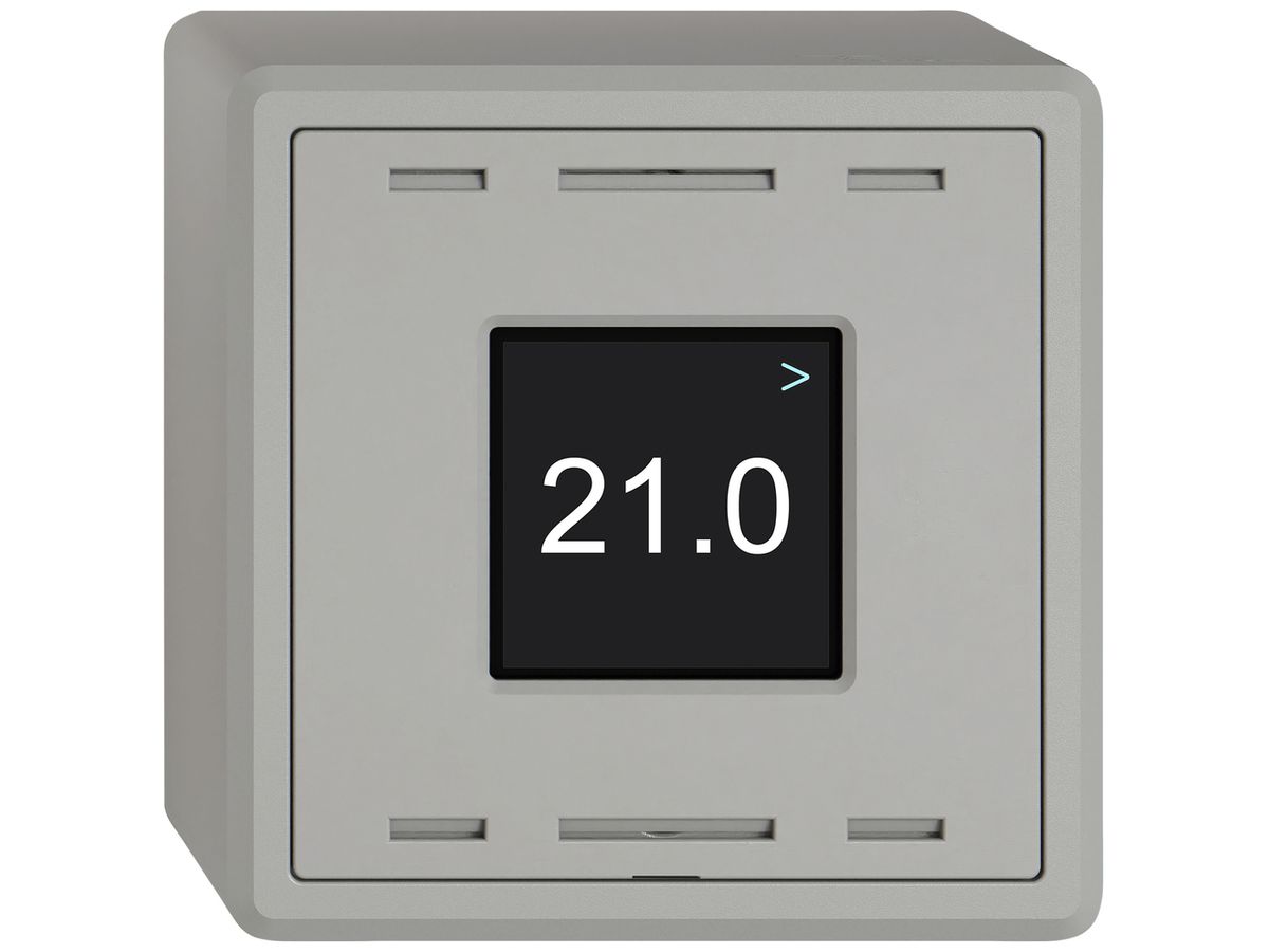 AP-Raumtemperatursensor EDIZIO.liv Wiser SNAPFIX® 230V 5…30°C hellgrau