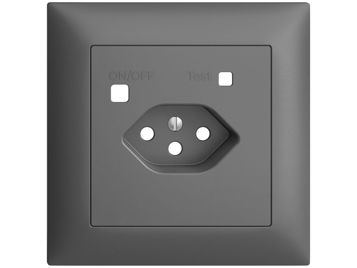 Frontset EDIZIOdue zu FI-Steckdose FMI, T13, dunkelgrau