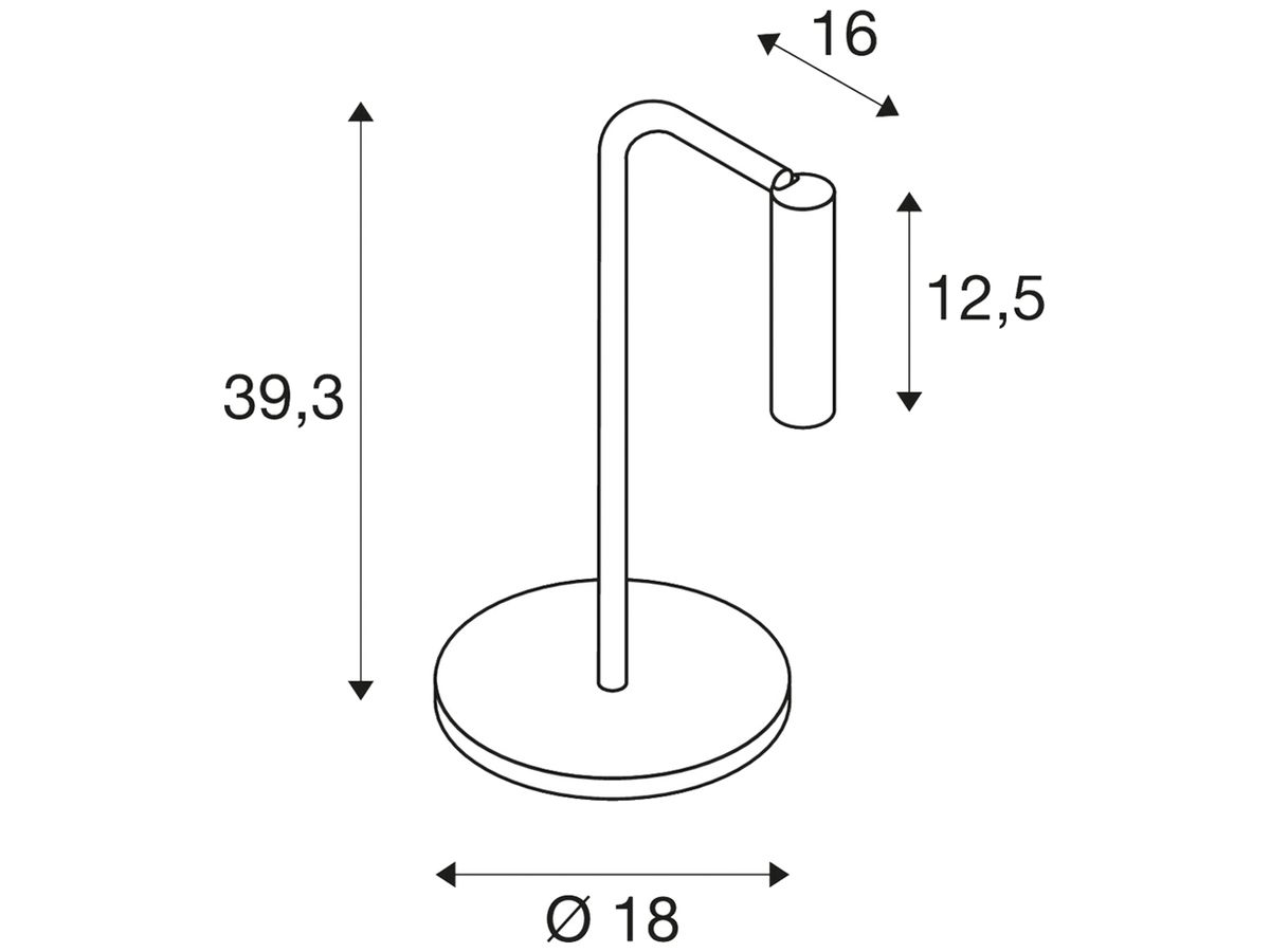 LED-Tischleuchte SLV KARPO TL 230V, 6.5W, 3000K, 330lm, schwarz, mit Schalter
