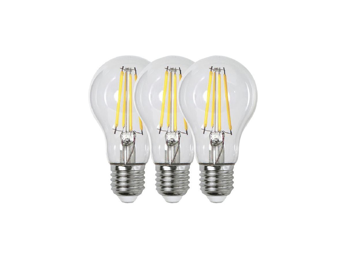 LED-Lampe E27 7W 806lm 3000K klar Ø60×105mm Trio Pack