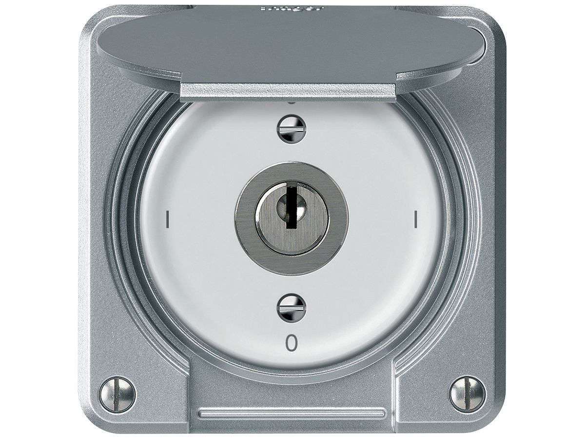 Schlüsselschalter robusto Ausschalter 2×1-polig 16A 250V 86×86mm Aluminium