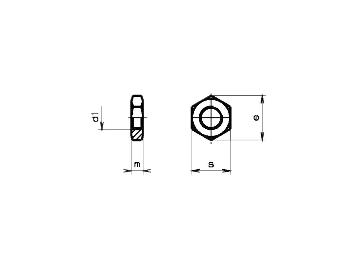 Sechskantmutter M4 0.5d DIN 439 verz.bl, promat.