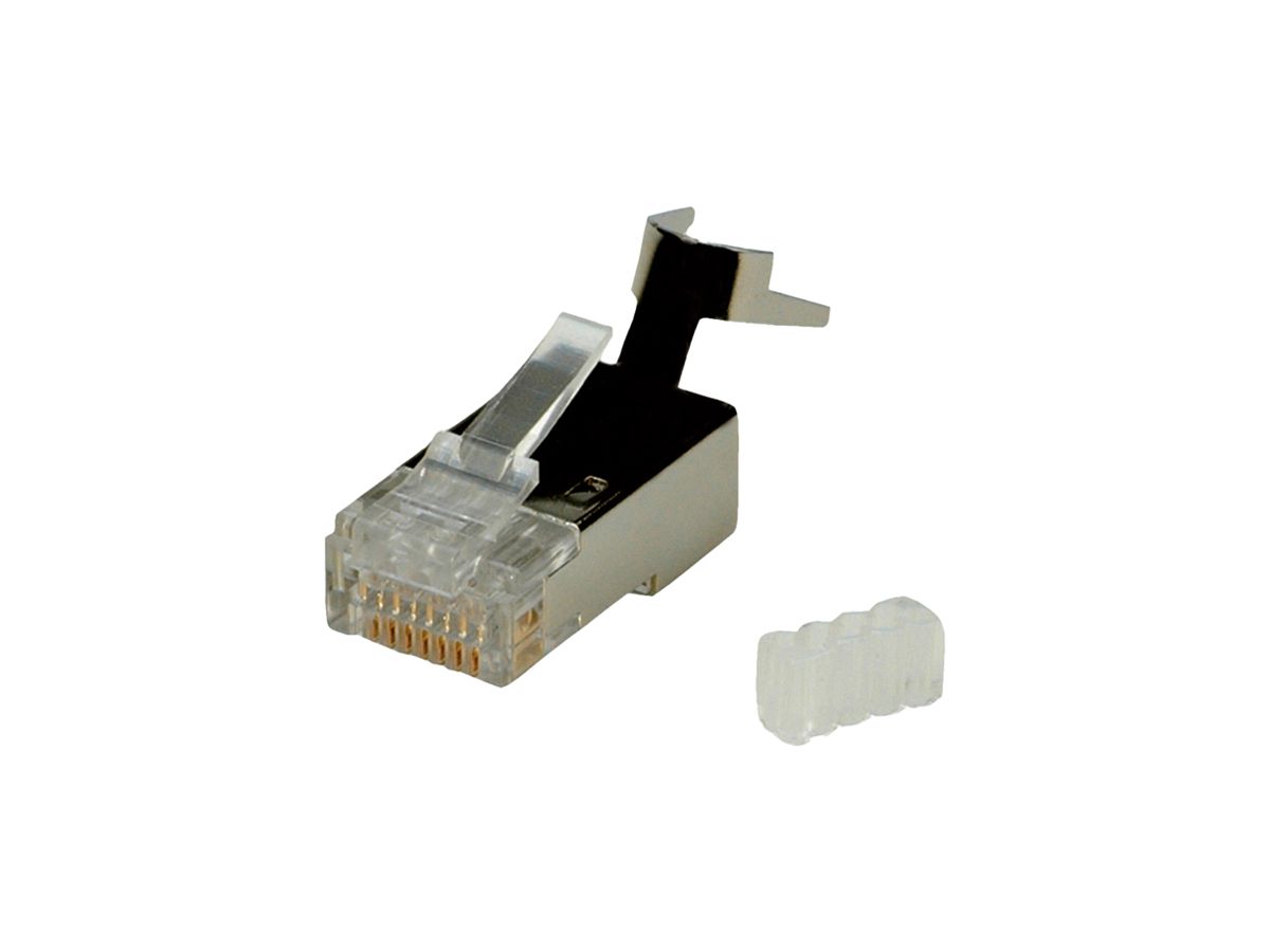 Feldstecker ROLINE Kat.6 RJ45 Geschirmt Crimp Silber 10Stk.