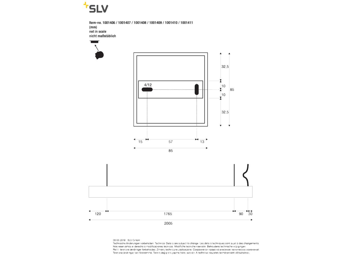 LED-Pendelleuchte SLV GLENOS PD 85W 5700lm 3000K 2m schwarz