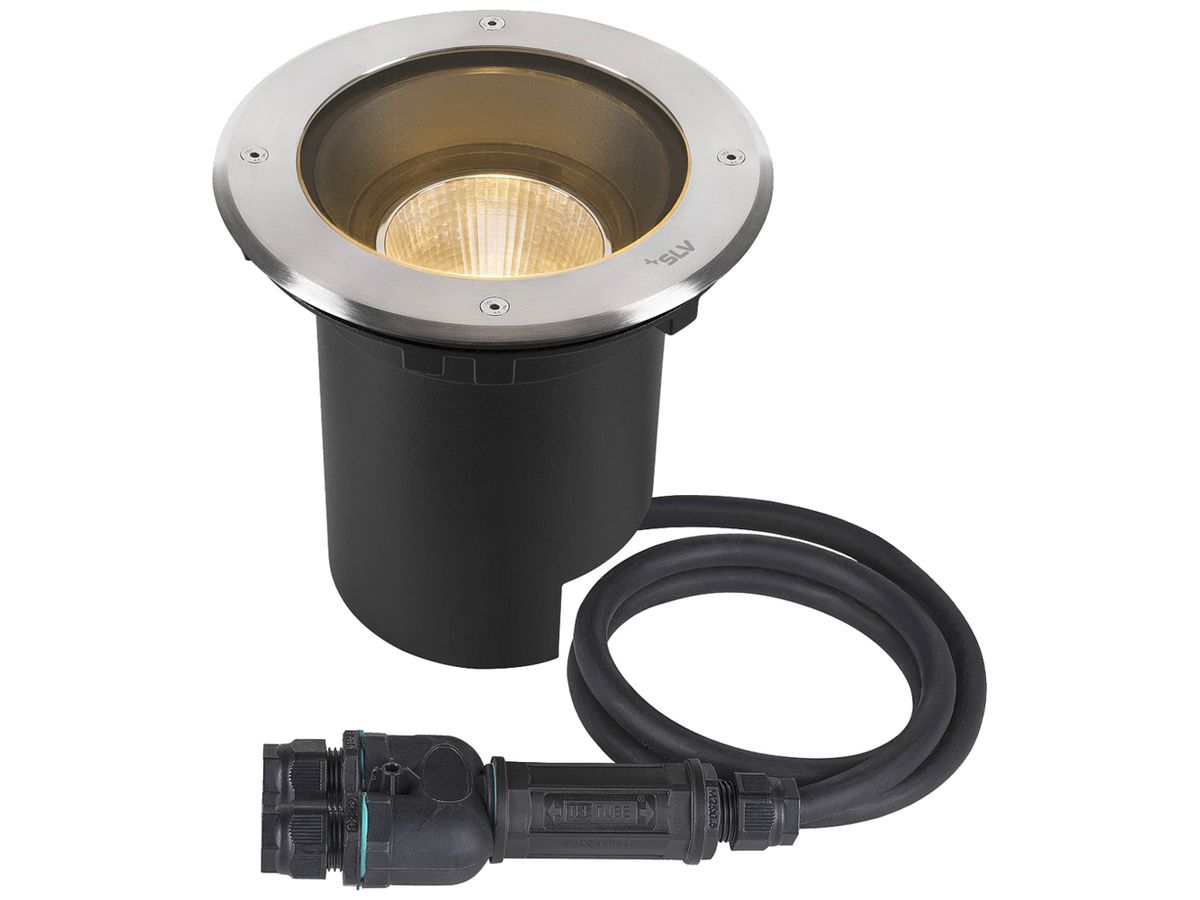 EB-LED-Bodenleuchte SLV DASAR L IP65 19W 1950lm 840 DALI Ø200 Edelstahl