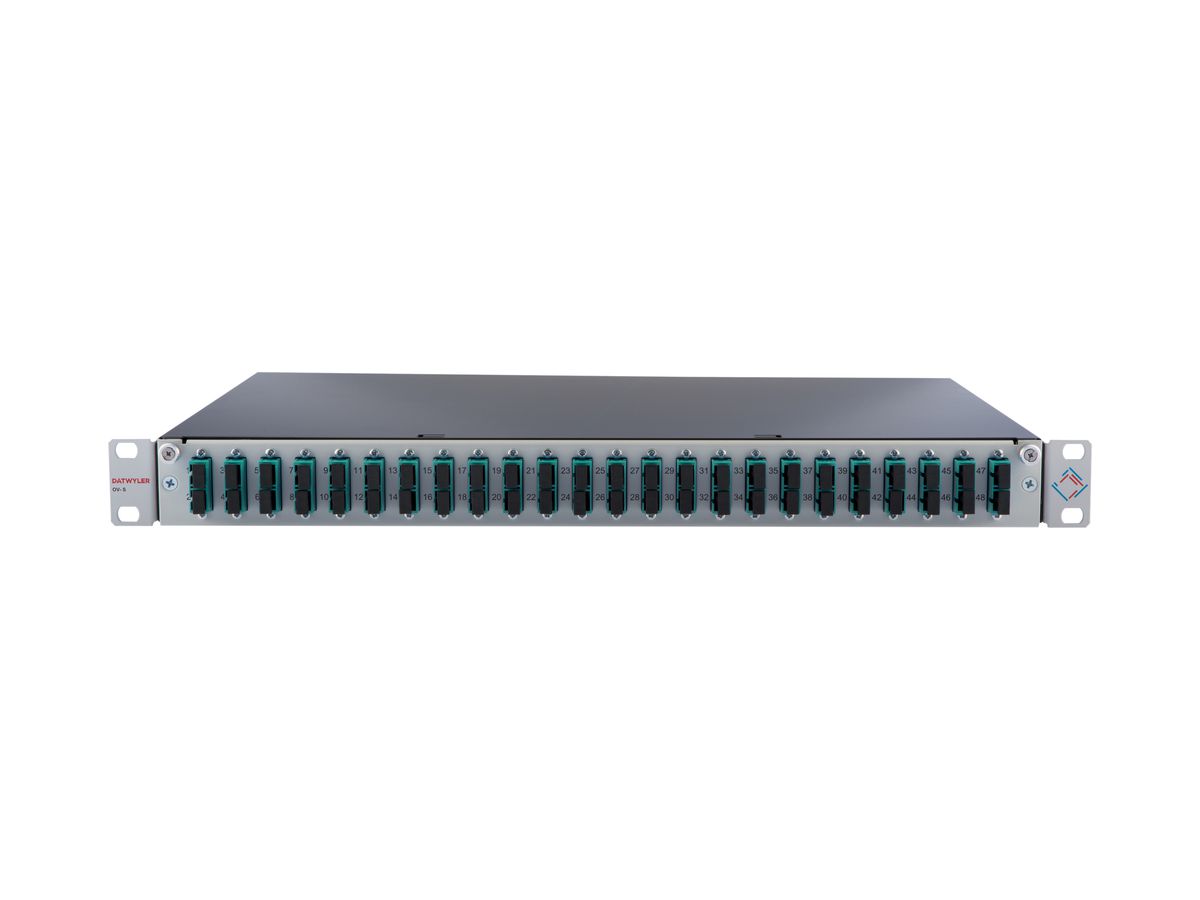 Spleissbox 19" Dätwyler 1HE 24×SCD/PC 48×FP 2m, türkis