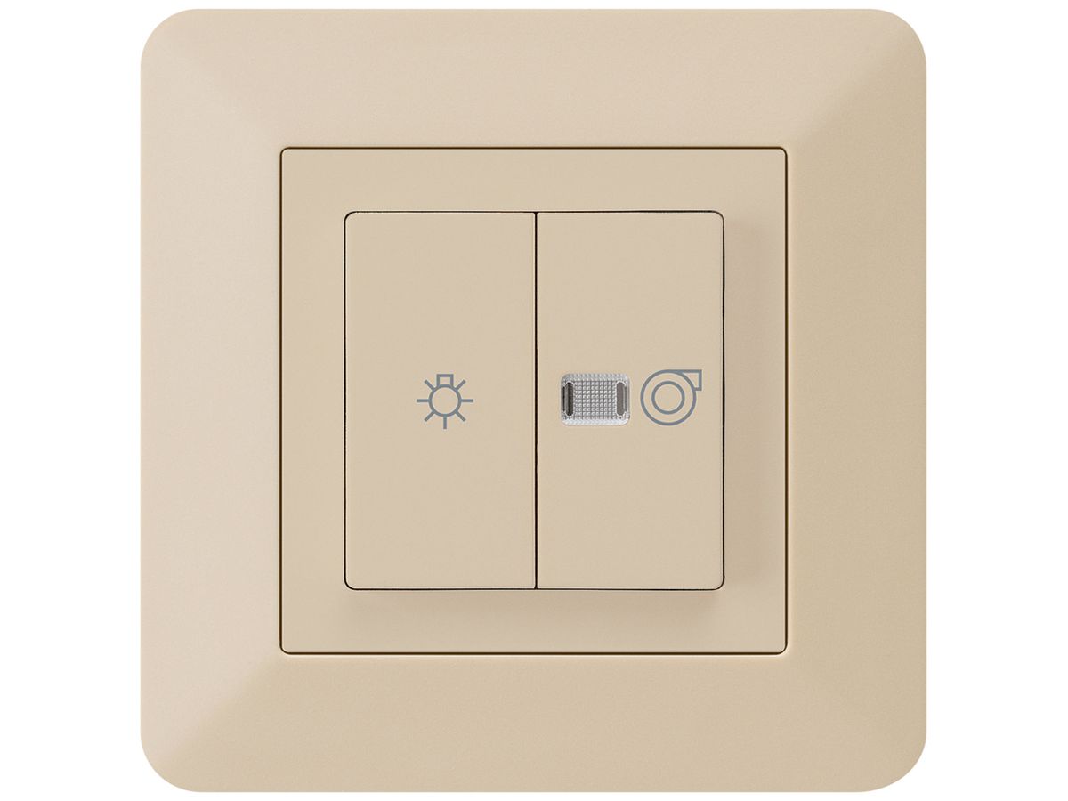 UP-Leuchtdruckschalter kallysto.trend beige 1/1L Symbolen Licht+Ventilation