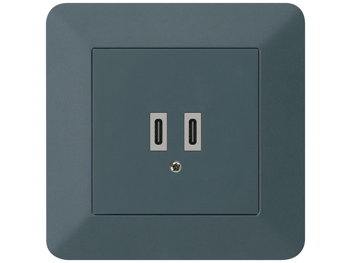 UP-USB-Ladesteckdose Hager kallysto.trend C-C 20W 5V 94×94mm anthrazit