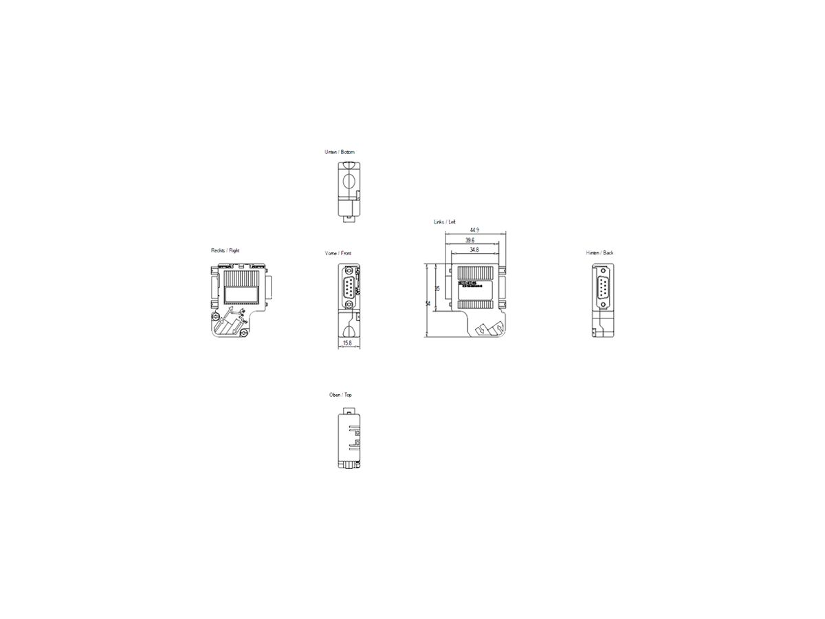 SPS-Busanschlussstecker Siemens SIMATIC DP PROFIBUS+PG trennbar 35°