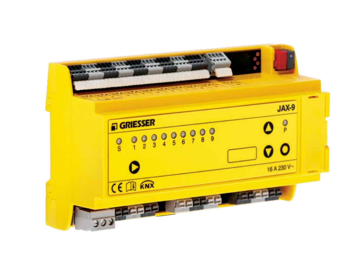 KNX Jalousieaktor 9-fach Griesser JAX-9 - für 9 Motoren, 230VAC, DIN 9TE, IP20