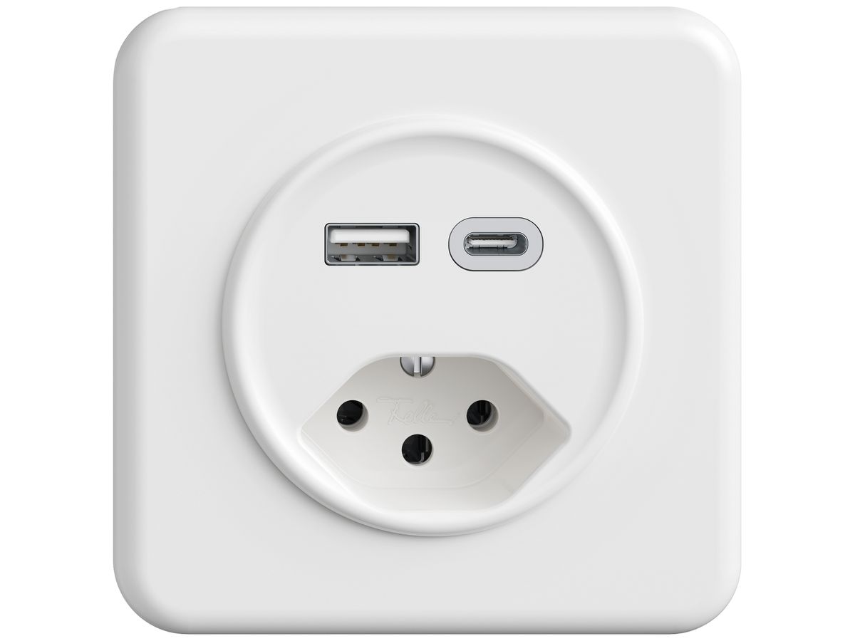 UP-USB-Ladesteckdose STANDARDdue SNAPFIX® USB A+C/T13 3A 230V AC ws