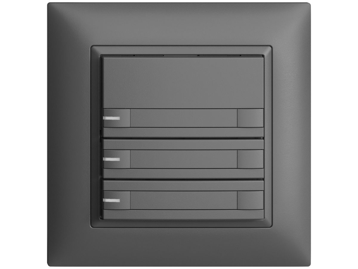 UP-Taster KNX 3-fach EDIZIOdue dunkelgrau RGB mit LED mit Papiereinlage