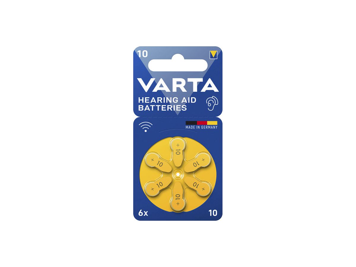 Knopfzelle Zink/Luft VARTA Hearing Aid 10, Blister à 6  Stück