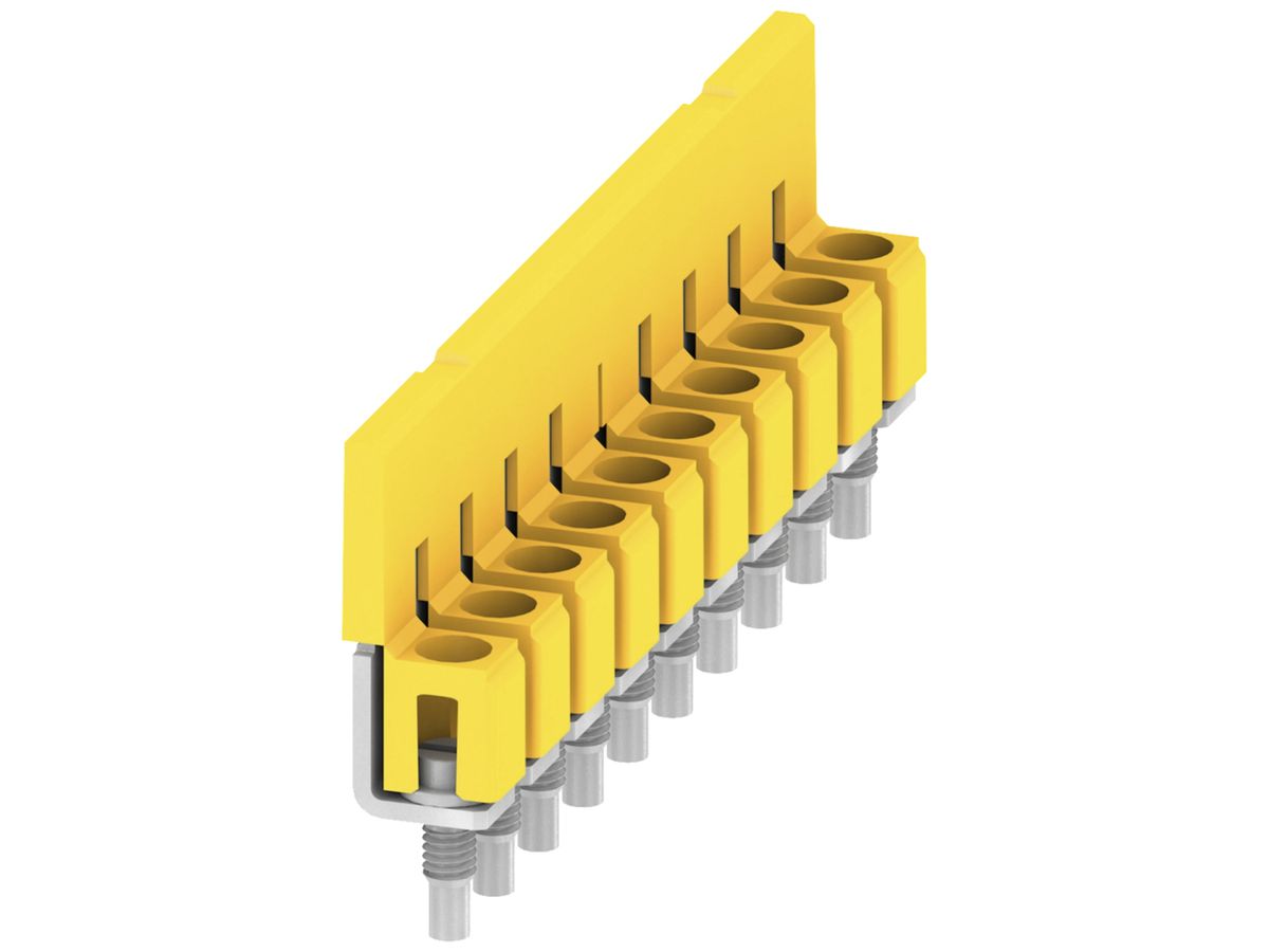 Querverbinder 10 Klemmen 41A 400V 6.1mm isoliert gelb