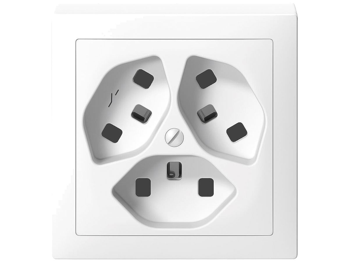 AP-Steckdose SIDUS 3×T23/1 weiss mit shutter