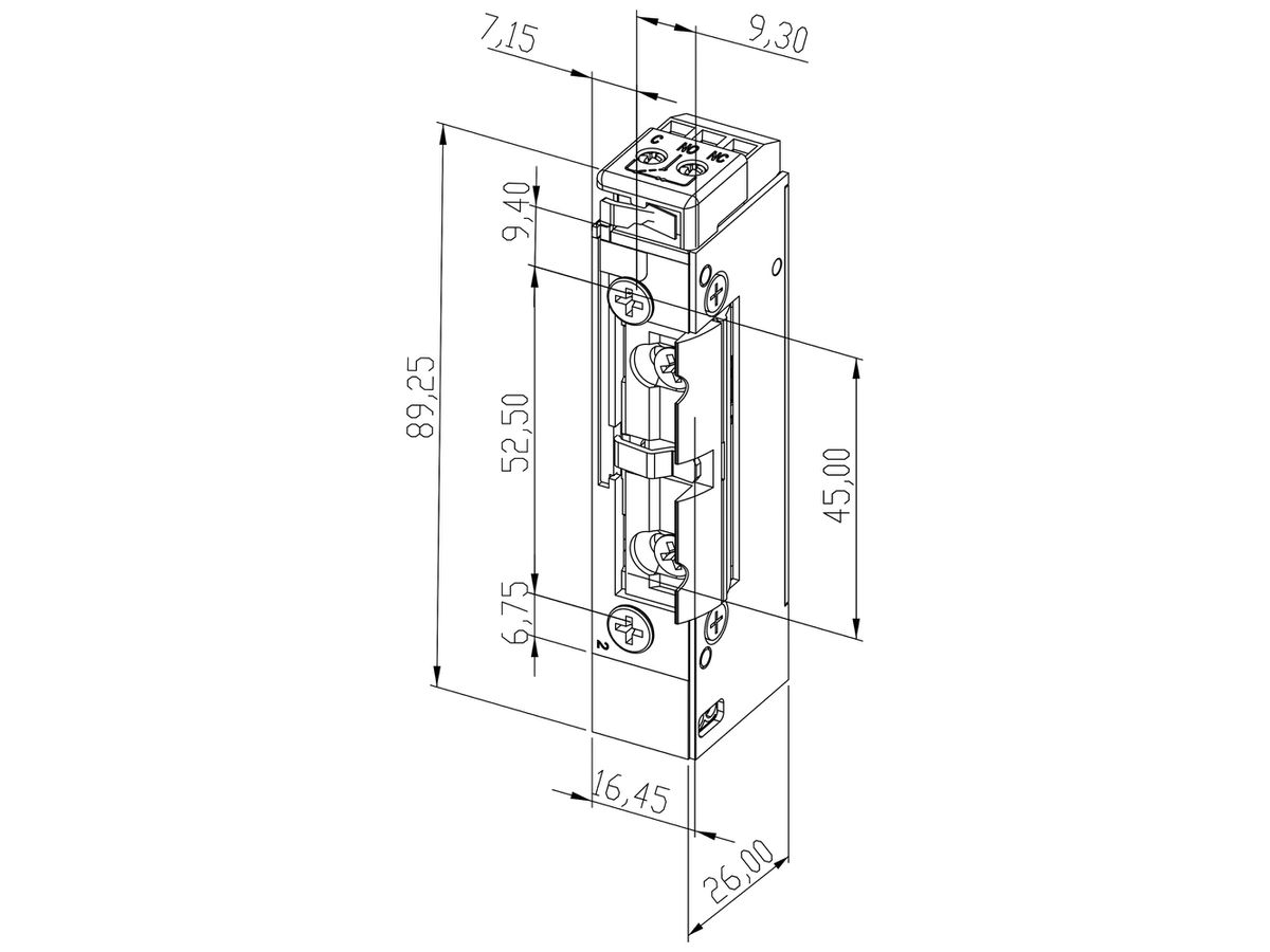 Türöffner BSW B6001--B Arbeitsstrom Radiusfalle links/rechts 12…24V