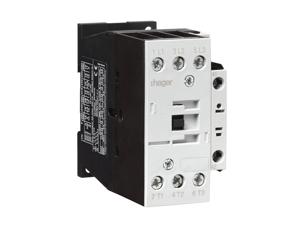 Leistungsschütz Hager 3P+1 Schliesser 25A bei AC-3 Spulenspannung 24VDC