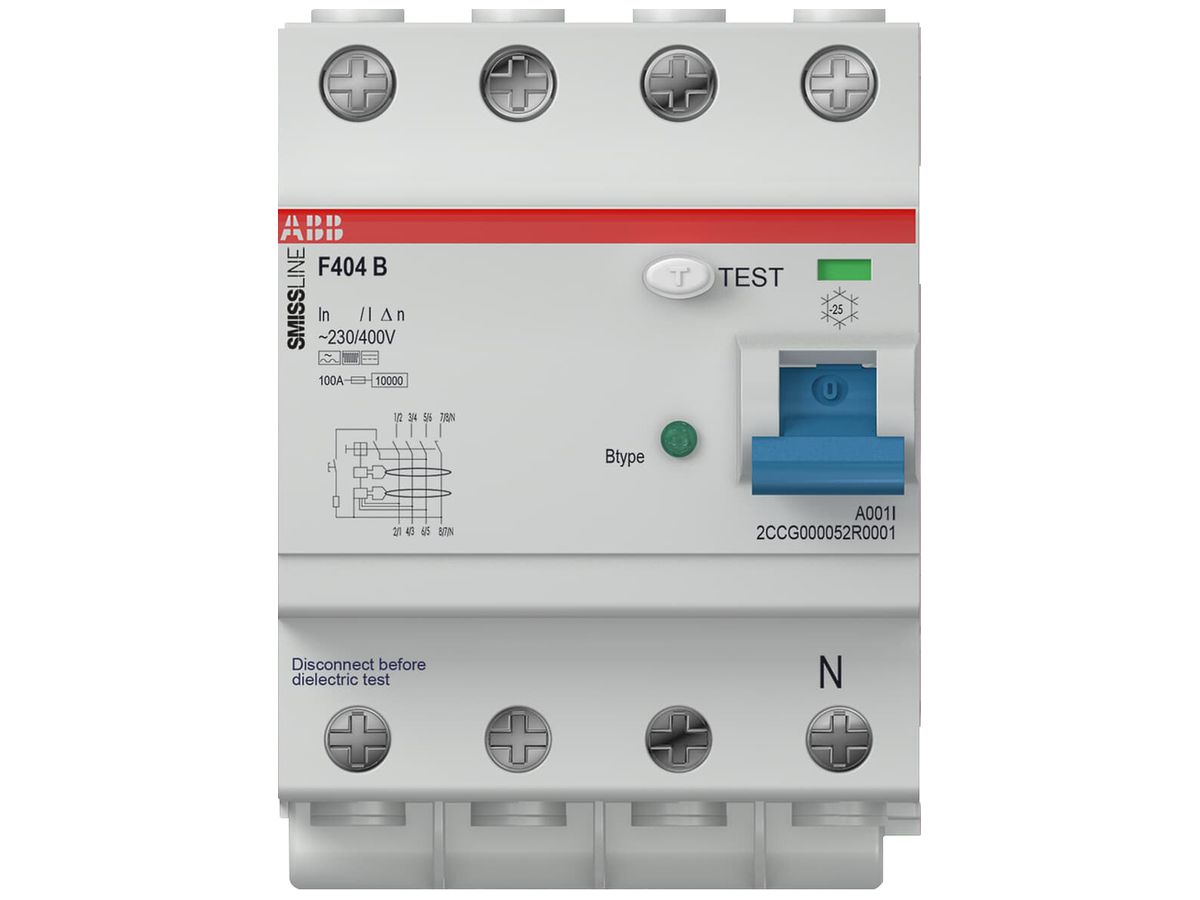 Fehlerstromschutzschalter ABB SMISSLINE TP 4P 40A 30mA Typ B 0…2kHz