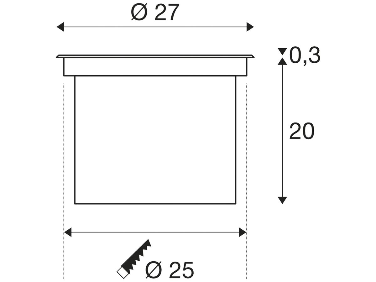 EB-LED-Bodenleuchte SLV DASAR 270 SYM 30W 2500lm 3000K IP67/65 Edelstahl
