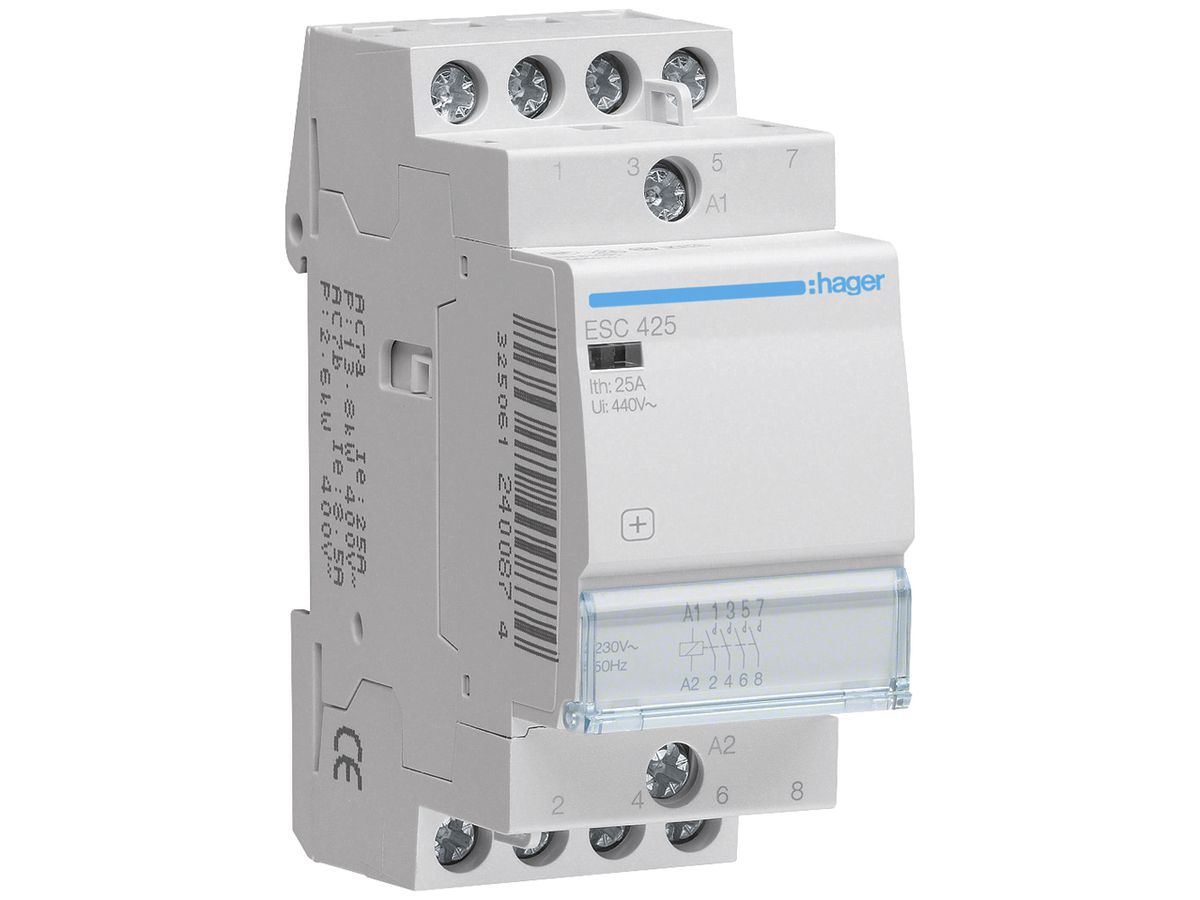 REG-Schütz Hager ESC 230VAC 4 Schliesser 0 Öffner 25A 2TE